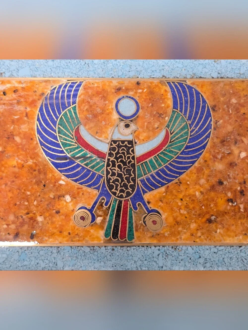 Egyptian Revival cloisonné enamel trinket box